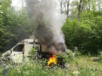 Невідомі, які на євробляхах крали ліс на Рівненщині, спалили власне авто (ФОТО)