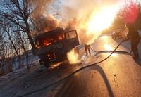 На Дубенщині під час руху спалахнув КамАЗ (ФОТО)