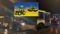 «Тракторні війська» у Рівному затягнули «додому» тролейбуси (ВІДЕО)