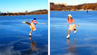 Танці на льоду: рівнянка здивувала мережу фігурним катанням на Басовому Куті (ВІДЕО)
