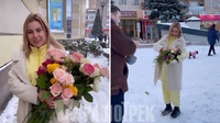 У центрі Рівного дівчина дарувала квіти перехожим (ВІДЕО)