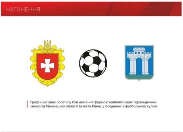 Поєднали графічно три елементи: герб області, герб міста та футбольний м'яч