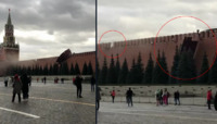 Мрія кожного бандерівця: через сильний вітер у Кремлі почала валитися стіна (ВІДЕО)
