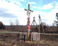 На Рівненщині лісова пожежа оминула дерев'яний хрест. Чудо? (ФОТО)