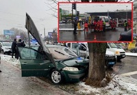 Моторошна ДТП у Луцьку: тікаючи від поліції, водій в’їхав у натовп людей. Машину зупинило дерево (ФОТО/ВІДЕО)