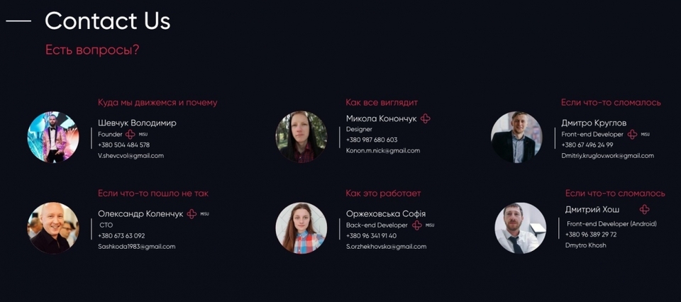 Скриншот контактів рівненської команди з PDF-презентації для уряду Казахастану