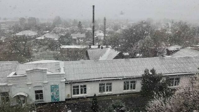 Сніг у місті Сміла на Черкащині