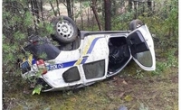 Автівка поліцейських на Рівненщині злетіла з дороги (ФОТО)