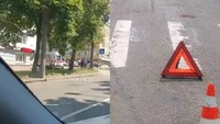На Степана Бандери бус Укрпошти збив велосипедиста (ВІДЕО)