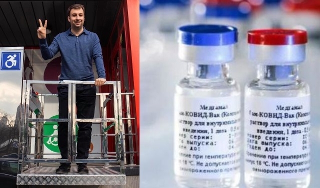Олексій Давиденко та російська вакцина (колаж наш)