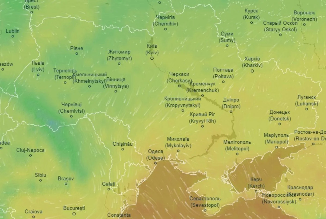 Карта із сайту Ventusky