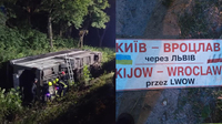 Міжнародний автобус Київ-Вроцлав злетів у кювет і перекинувся на Рівненщині. 20 потерпілих (ФОТО)