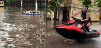 Індульгенція для Третяка: Після зливи вулицями Житомира люди їздять на гідроскутерах (ВІДЕО)