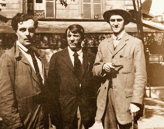 Модильяні, Пікассо та Андре Салмон біля Ротонди (Париж)