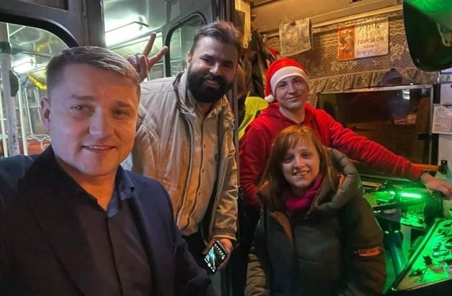 Екіпаж новорічного тролейбусу та Олександр Третяк
