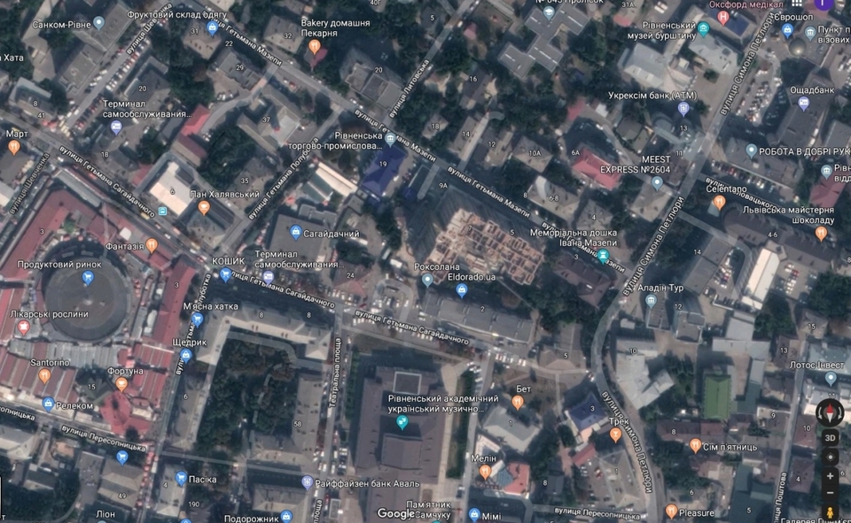 Супутникове фото кварталу, про який йде мова. Збільшується, є нанесені вулиці. Єдине, що нам не вдалося знайти тут вул. Ніколауса Арндта