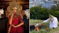Оля Полякова з матюками на Лисій горі спалила свій кокошник (ФОТО/ВІДЕО)