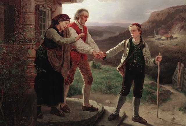 Картина норвезького живописця Адольфа Тідеманна «Прощання з молодшим сином»