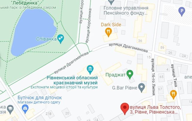 Від гуртожитку - дві хвилини ходьби до Лебединки. Фото - Карти Google