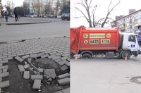 На Чорновола у Рівному «реанімують» місце, де провалився сміттєвоз (7 ФОТО)