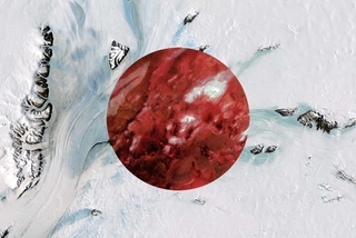 Прапор Японії, створений Максом Серрадіфалько із супутникових знімків Антарктики та Австралії. Фото designboom.com