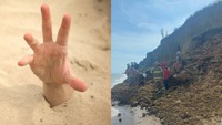 На пляжі Одещини стався зсув ґрунту: під землею шукають людей (ФОТО)