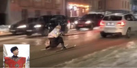 Бабуся на лижах, яку тягало BMW по Львову, виявилася молодиком, розшукуваним ТЦК (ВІДЕО)
