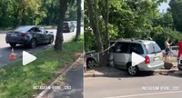 У Рівному – аварія: авто в'їхало у дерево (ВІДЕО)