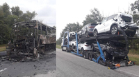 Страшна ДТП на Київ-Чоп: згорів автобус, який їхав з Польщі, є загиблі (ФОТО)